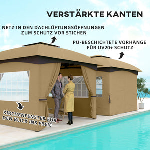 Gartenpavillon mit Lüftungsdach und Fenstern Stahl beige