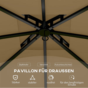 Gartenpavillon mit Lüftungsdach und Fenstern Stahl beige