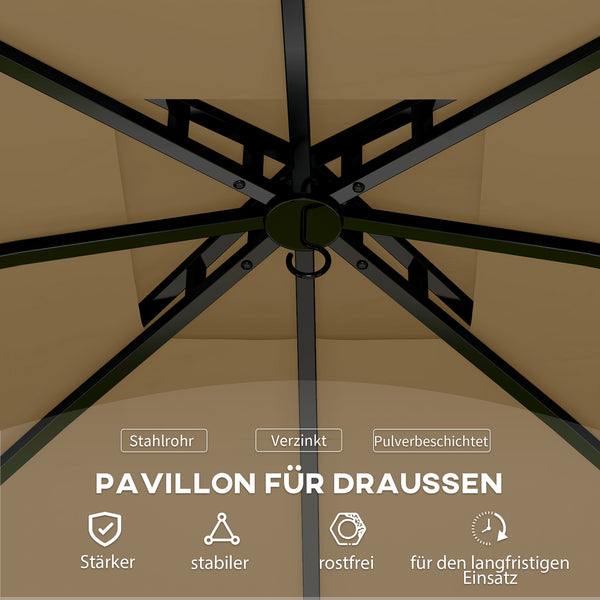 Gartenpavillon mit Lüftungsdach und Fenstern Stahl beige