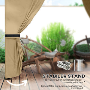 Gartenpavillon mit Lüftungsdach und Fenstern Stahl beige