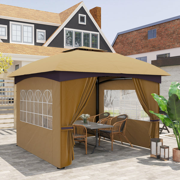 Gartenpavillon mit Lüftungsdach und Fenstern Stahl beige