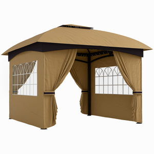 Gartenpavillon mit Lüftungsdach und Fenstern Stahl beige