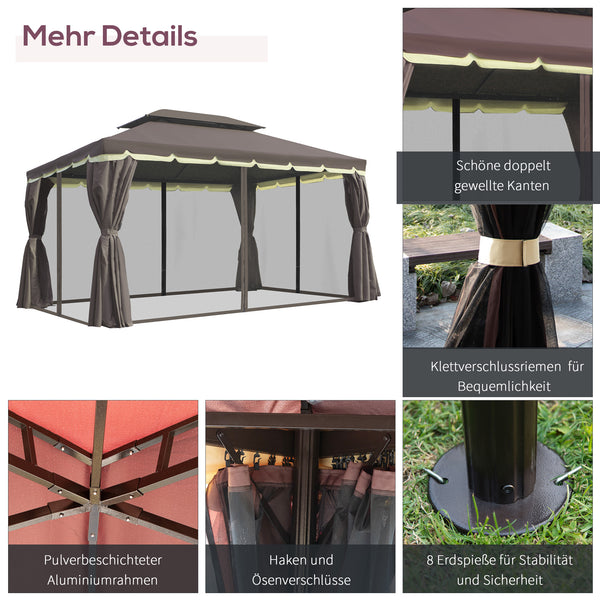 Gartenpavillon wetterfest mit Moskitonetz und Seitenteilen