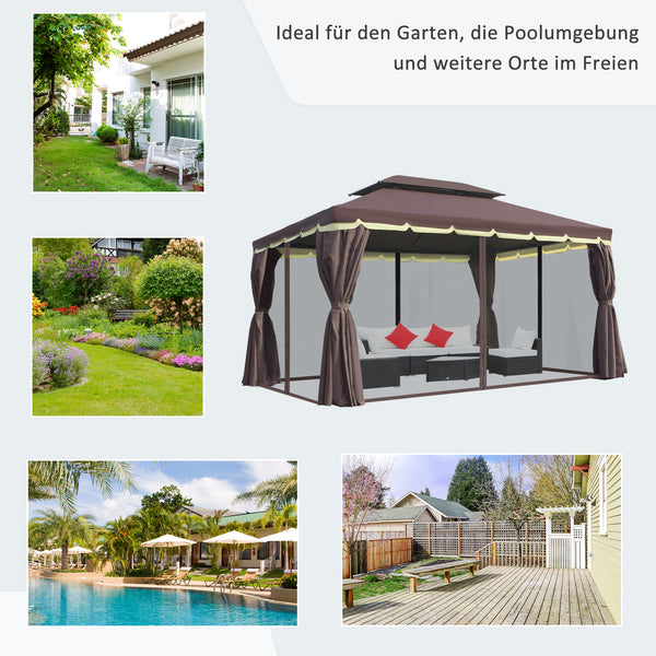 Gartenpavillon wetterfest mit Moskitonetz und Seitenteilen