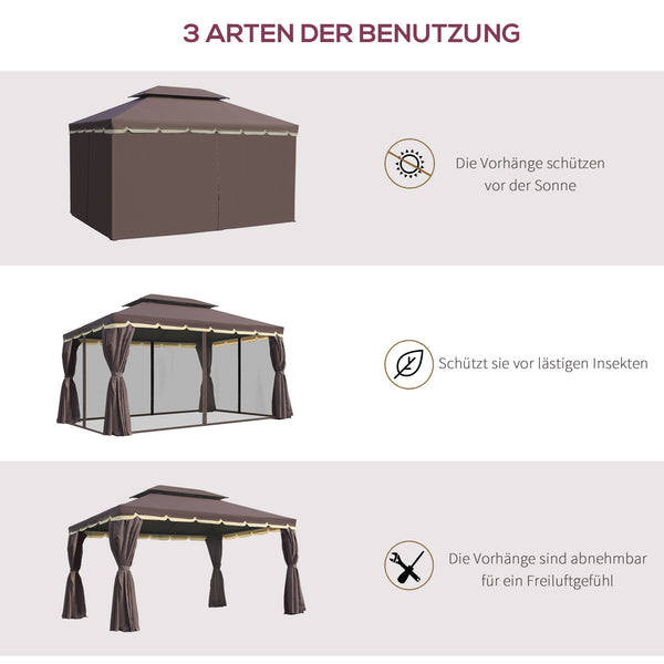 Gartenpavillon wetterfest mit Moskitonetz und Seitenteilen