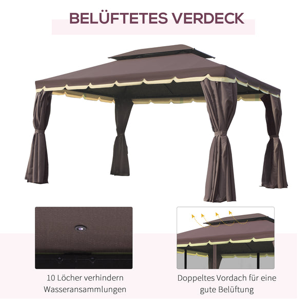 Gartenpavillon wetterfest mit Moskitonetz und Seitenteilen