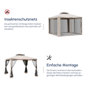 Gartenpavillon wetterfest mit Seitenwänden für Gartenparty grau