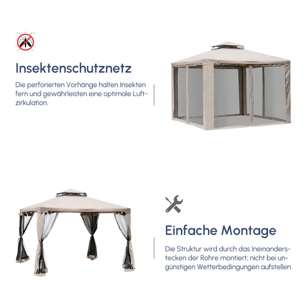Gartenpavillon wetterfest mit Seitenwänden für Gartenparty grau