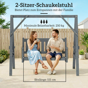 Gartenschaukel 2-Sitzer mit Ablagen und Getränkehalter aus Holz