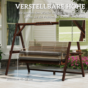 Gartenschaukel 3-Sitzer mit Sitzauflage und Ablagen aus Holz