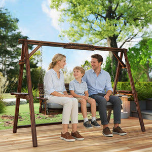 Gartenschaukel 3-Sitzer mit Sitzauflage und Ablagen aus Holz