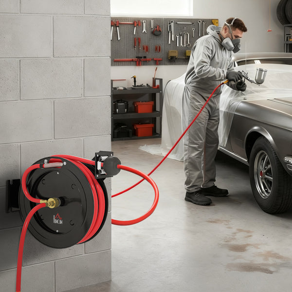 Gartenschlauchaufroller automatisch wandmontiert 15m Metall