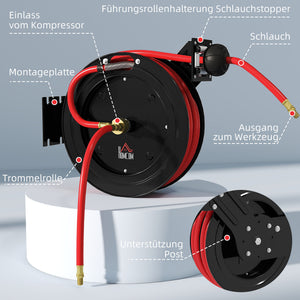 Gartenschlauchaufroller automatisch wandmontiert 15m Metall