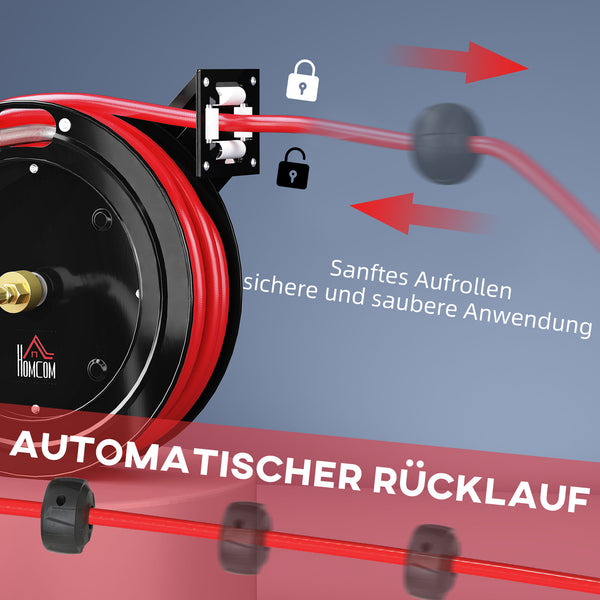 Gartenschlauchaufroller automatisch wandmontiert 15m Metall