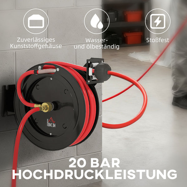 Gartenschlauchaufroller automatisch wandmontiert 15m Metall