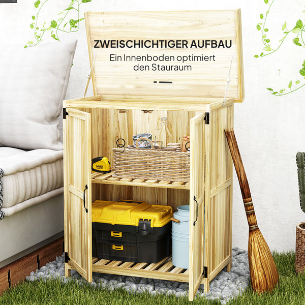 Gartenschrank mit Edelstahl Arbeitsfläche für aussen Holz