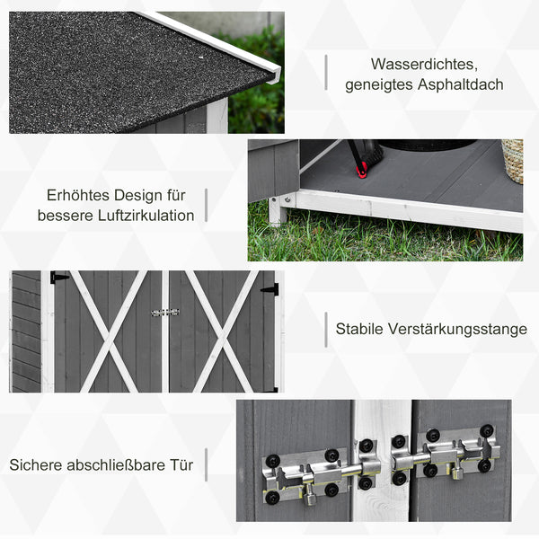 Gartenschrank mit Doppeltür und Dach für Gartenwerkzeug Holz