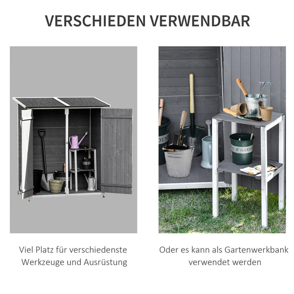 Gartenschrank mit Doppeltür und Dach für Gartenwerkzeug Holz