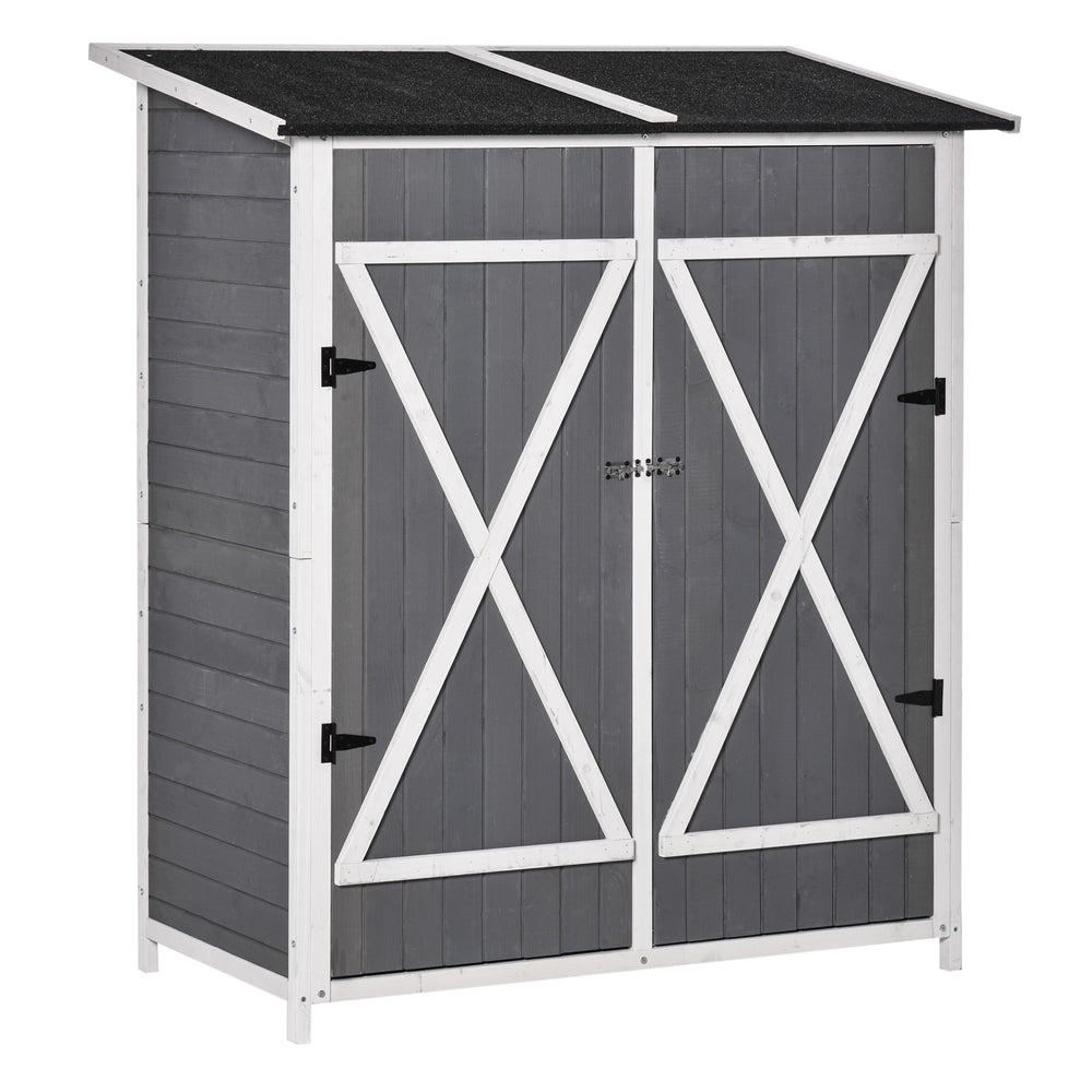 Gartenschrank mit Doppeltür und Dach für Gartenwerkzeug Holz