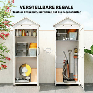 Gartenschrank extra hoch mit Ablage und belüftetem Dach Holz