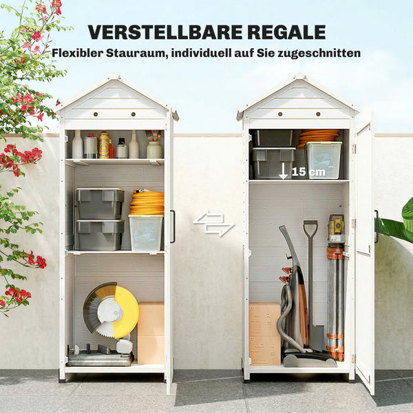 Gartenschrank extra hoch mit Ablage und belüftetem Dach Holz
