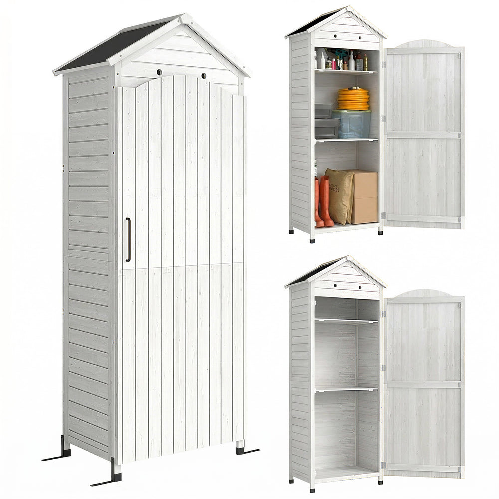 Gartenschrank extra hoch mit Ablage und belüftetem Dach Holz