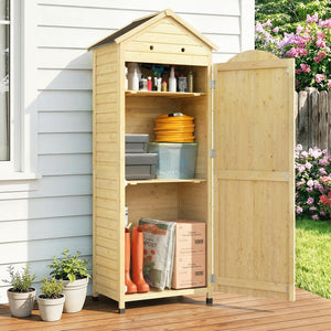 Gartenschrank hoch mit Ablage und Belüftung für Garten Holz