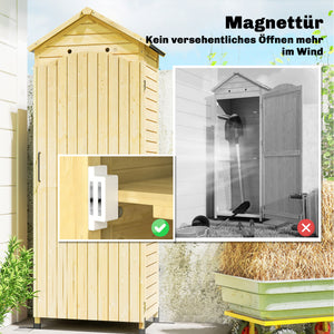 Gartenschrank hoch mit Ablage und Belüftung für Garten Holz