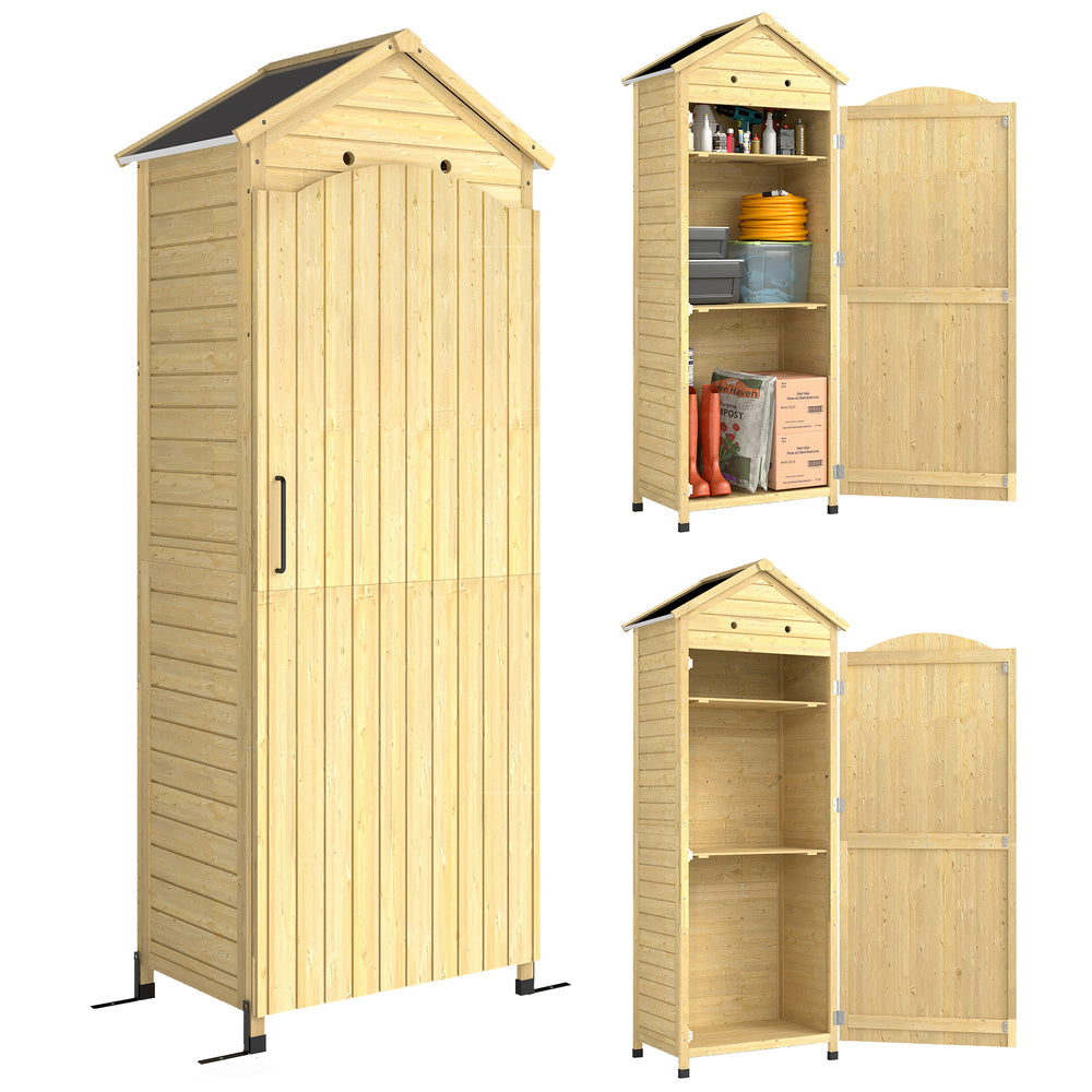 Gartenschrank hoch mit Ablage und Belüftung für Garten Holz