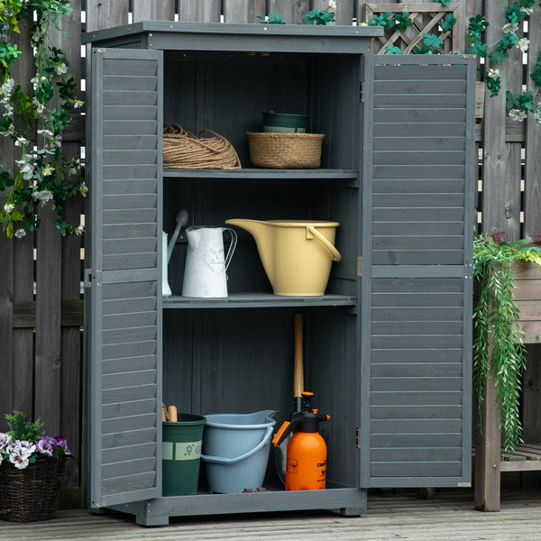 Gartenschrank mit Pultdach und Lamellentüren für Garten Holz
