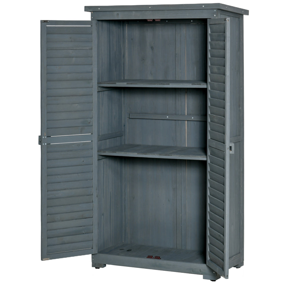 Gartenschrank mit Pultdach und Lamellentüren für Garten Holz