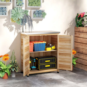 Gartenschrank mit Regal und Arbeitsfläche für Garten Holz