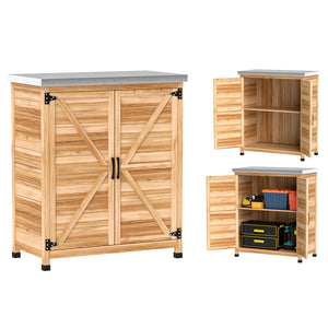 Gartenschrank mit Regal und Arbeitsfläche für Garten Holz