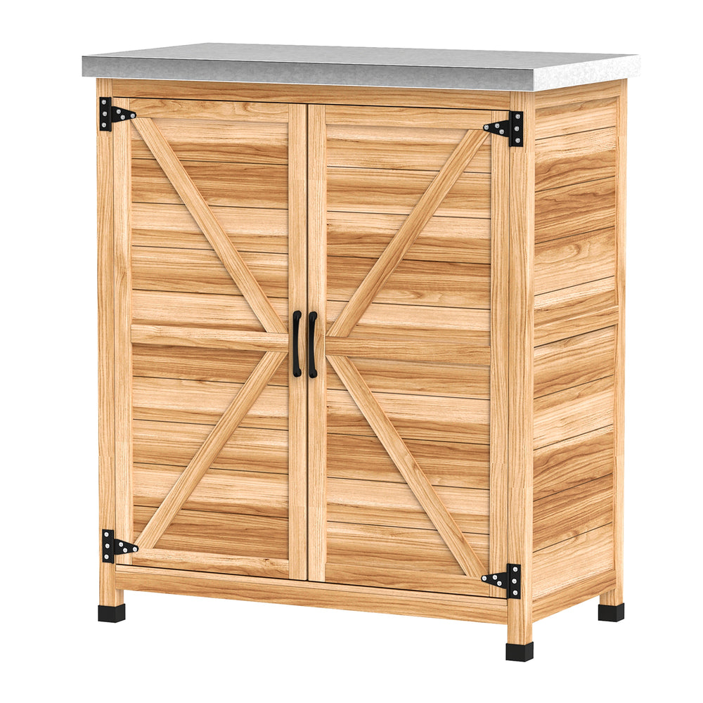 Gartenschrank mit Regal und Arbeitsfläche für Garten Holz