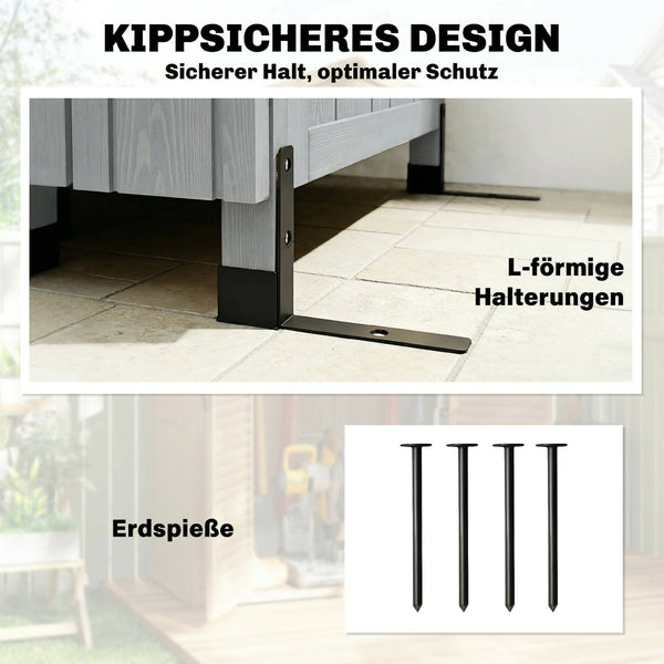 Gartenschrank hoch mit verstellbarer Ablage und Belüftung Holz