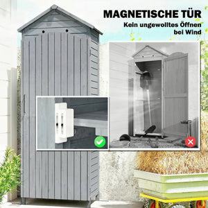 Gartenschrank hoch mit verstellbarer Ablage und Belüftung Holz