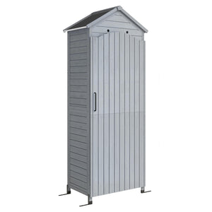 Gartenschrank hoch mit verstellbarer Ablage und Belüftung Holz