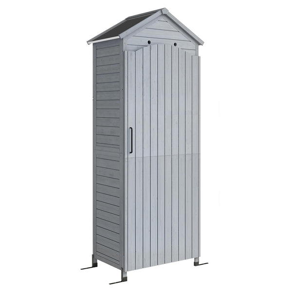 Gartenschrank hoch mit verstellbarer Ablage und Belüftung Holz