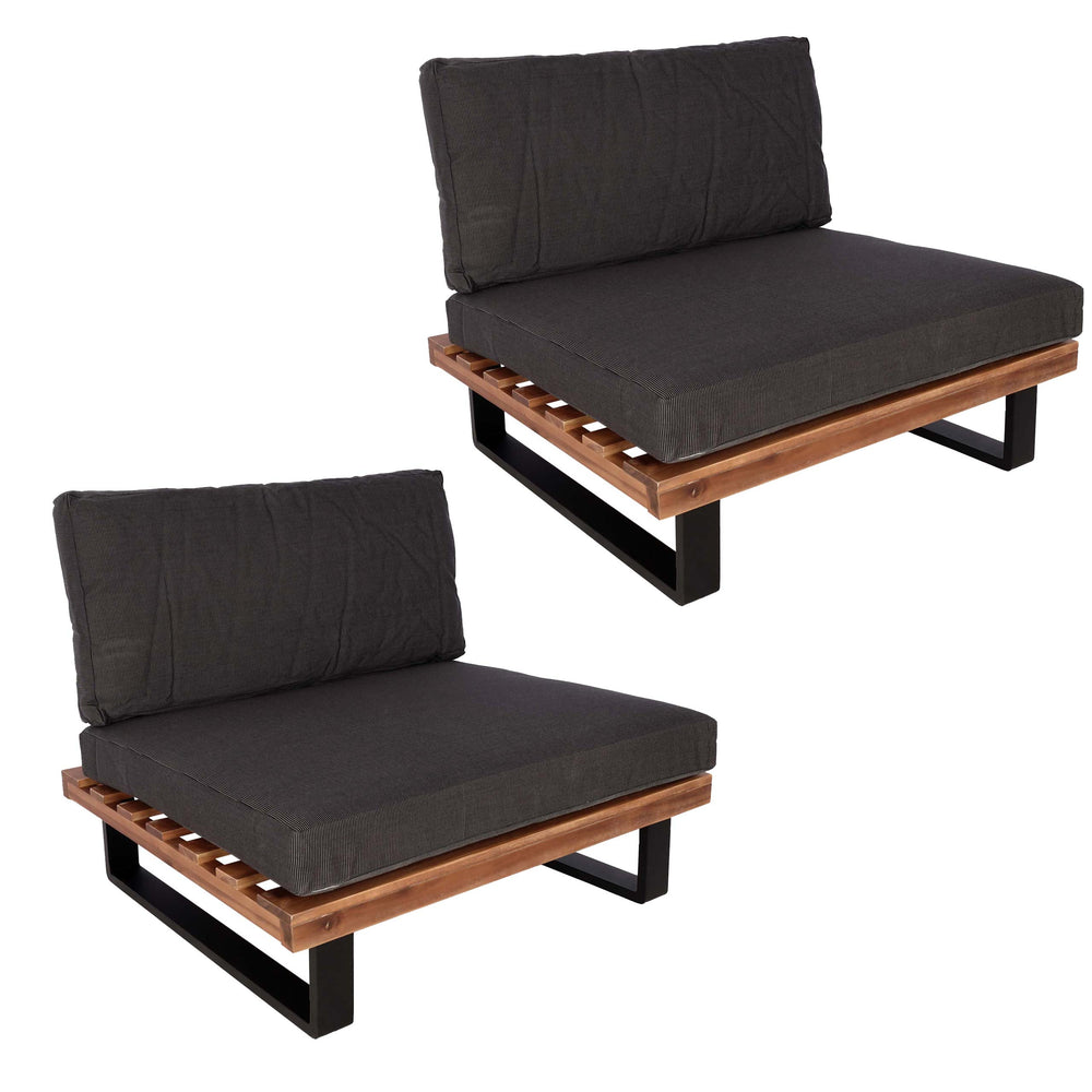 2er Set Gartensessel Akazie FSC mit dunkelgrauen Polstern