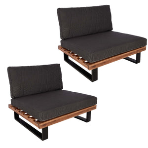 2er Set Gartensessel Akazie FSC mit dunkelgrauen Polstern