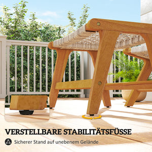 Gartensessel mit Hocker Boho Outdoor Akazienholz Rattan
