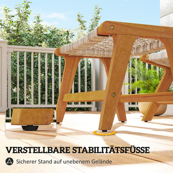 Gartensessel mit Hocker Boho Outdoor Akazienholz Rattan
