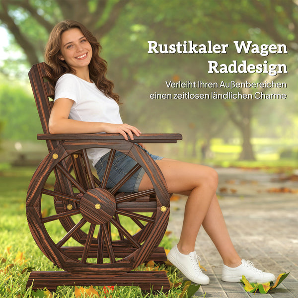 Gartenstuhl Gartensessel Landhausstil mit Wagenrad rustikal Holz