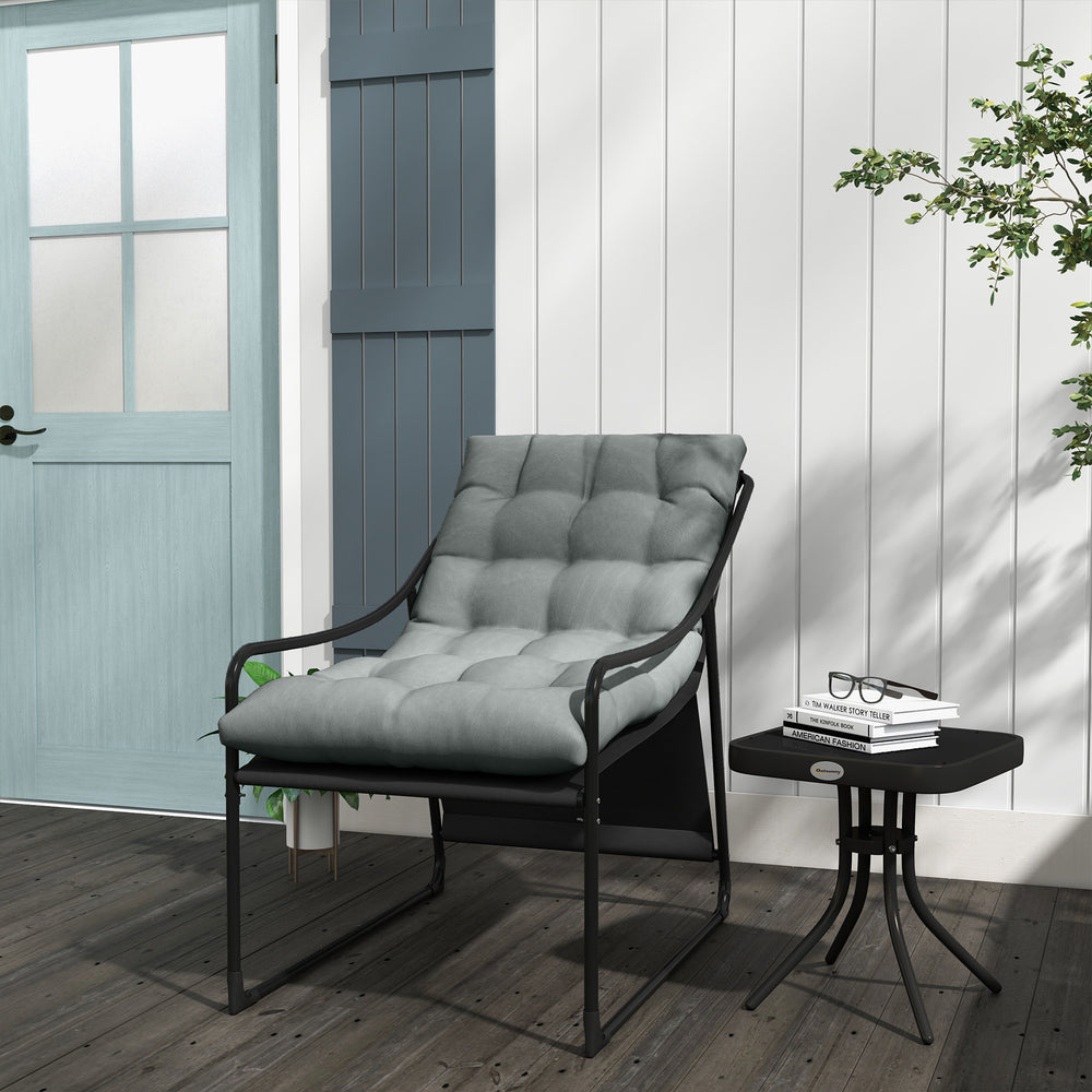 Gartensessel mit Sitzkissen Loungesessel 120kg Grau