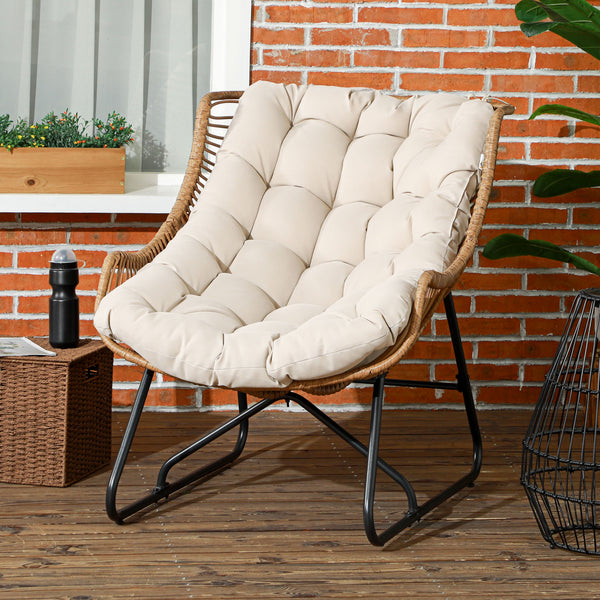 Gartensessel Rattanoptik Outdoor mit Auflage und Metallrahmen