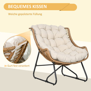 Gartensessel Rattanoptik Outdoor mit Auflage und Metallrahmen