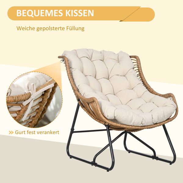 Gartensessel Rattanoptik Outdoor mit Auflage und Metallrahmen
