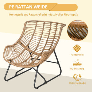 Gartensessel Rattanoptik Outdoor mit Auflage und Metallrahmen