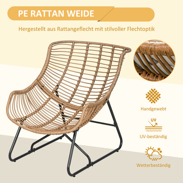 Gartensessel Rattanoptik Outdoor mit Auflage und Metallrahmen