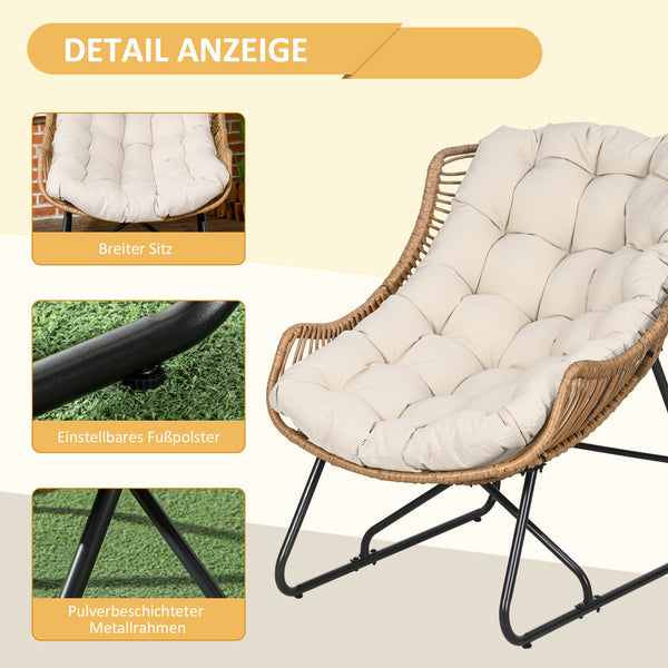 Gartensessel Rattanoptik Outdoor mit Auflage und Metallrahmen